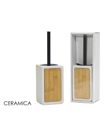 WHITE BAMBOO BATHROOM LINE CERAMIC TOILET BRUSH HOLDER