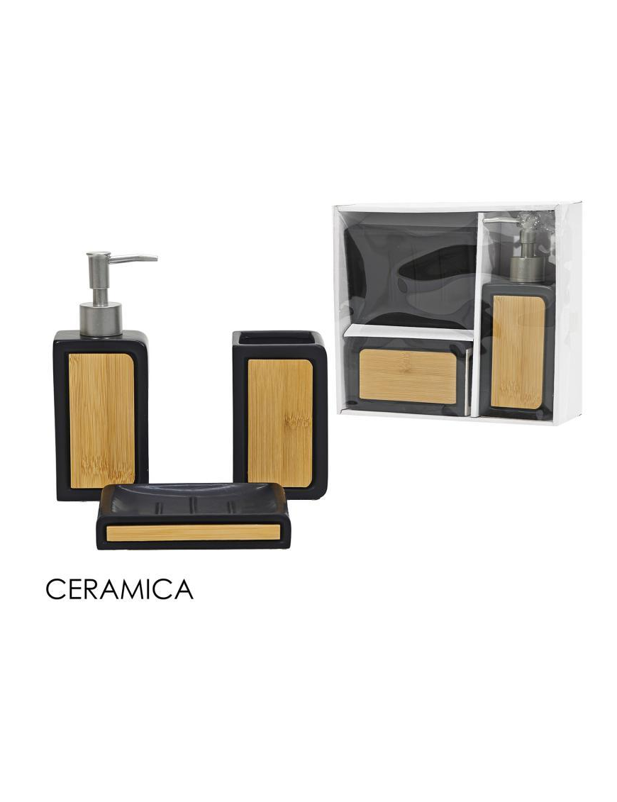BLACK BAMBOO BATHROOM LINE 3-piece CERAMIC SET