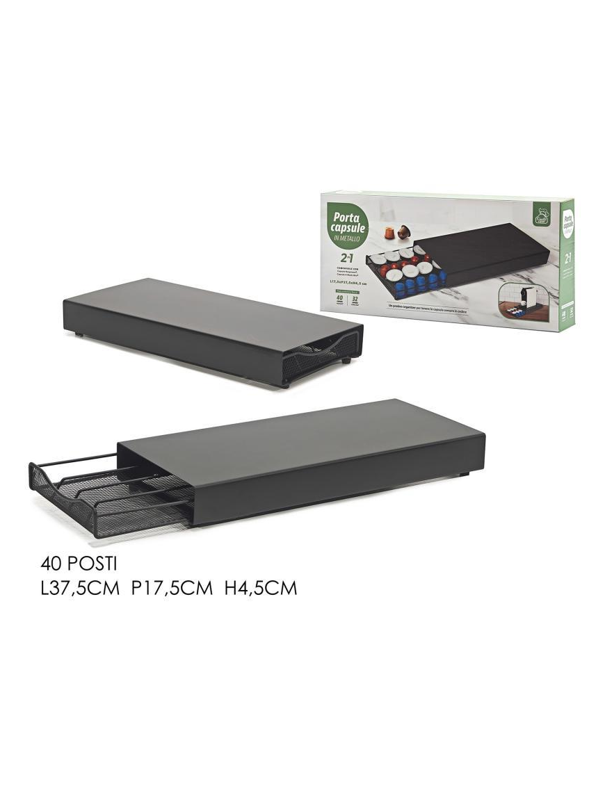 CAPSULE HOLDER 17x4x37cm BLACK 40 PLACES