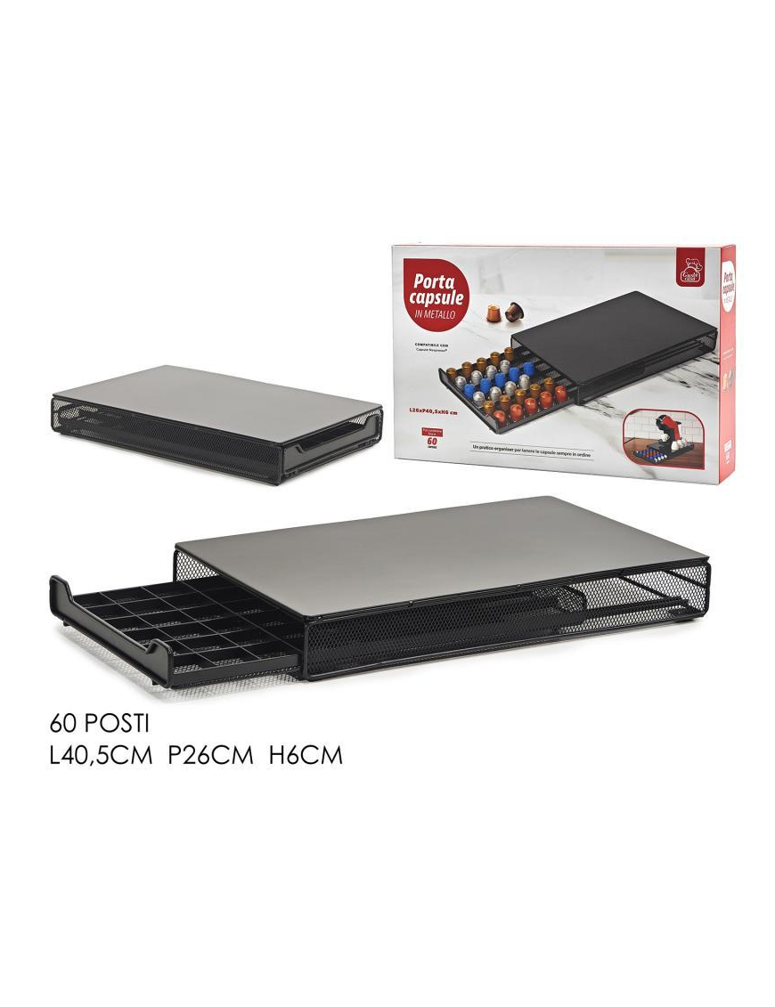 PORTACAPSULE  26x6x40cm NERO 60 POSTI