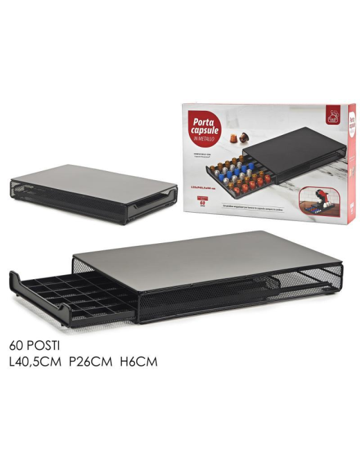 PORTACAPSULE  26x6x40cm NERO 60 POSTI