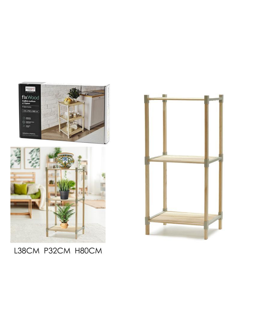 SHELF 3 SHELVES 32x34x82cm