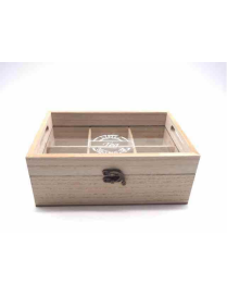 TEA-HERB BOX W/GLASS 24x16x9 NATURAL