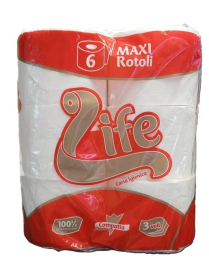 TOILET PAPER 6 ROLLS MAXI LIFE RED