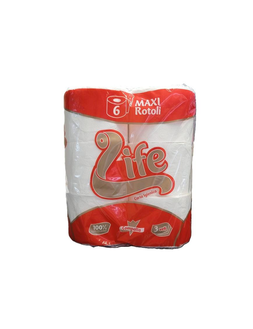 TOILET PAPER 6 ROLLS MAXI LIFE RED