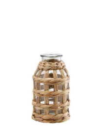 VASO VETRO RIVESTIMENTO FIBRA NATURALE  11,5x20cm