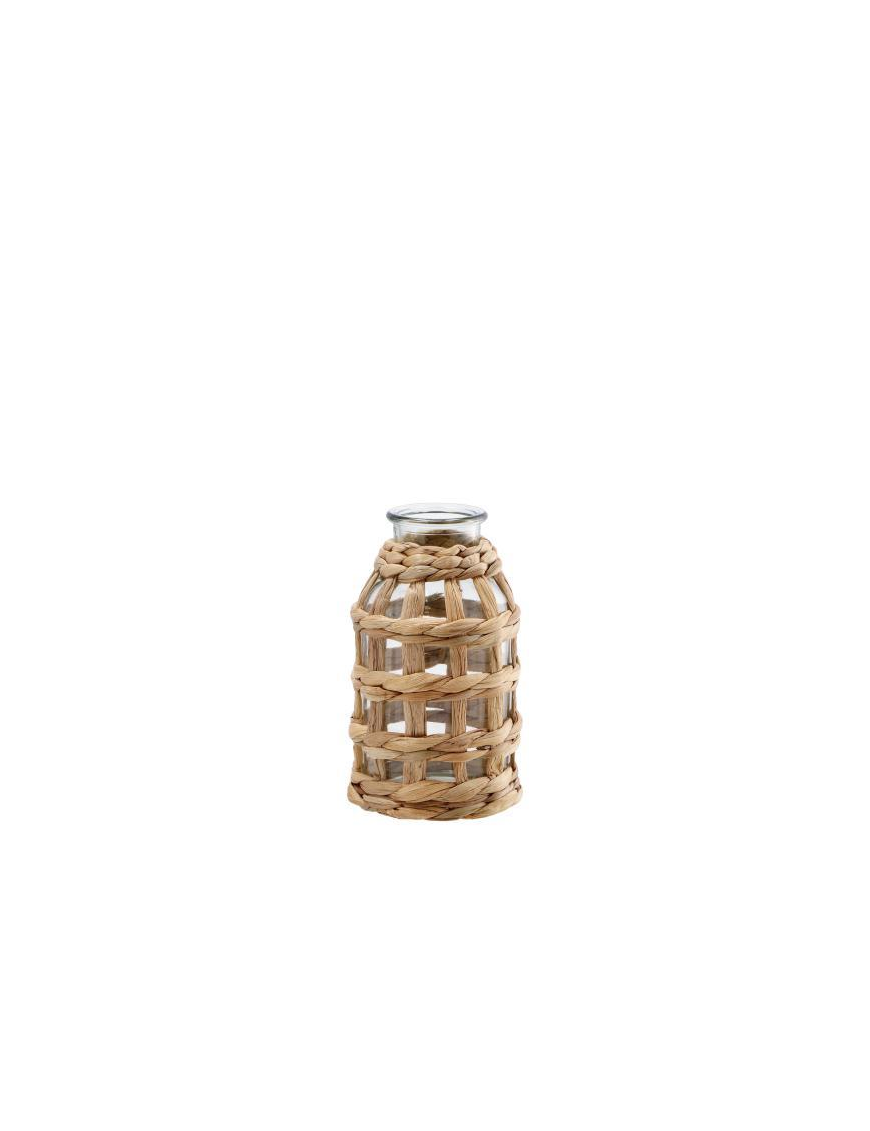 VASO VETRO RIVESTIMENTO FIBRA NATURALE  11,5x20cm
