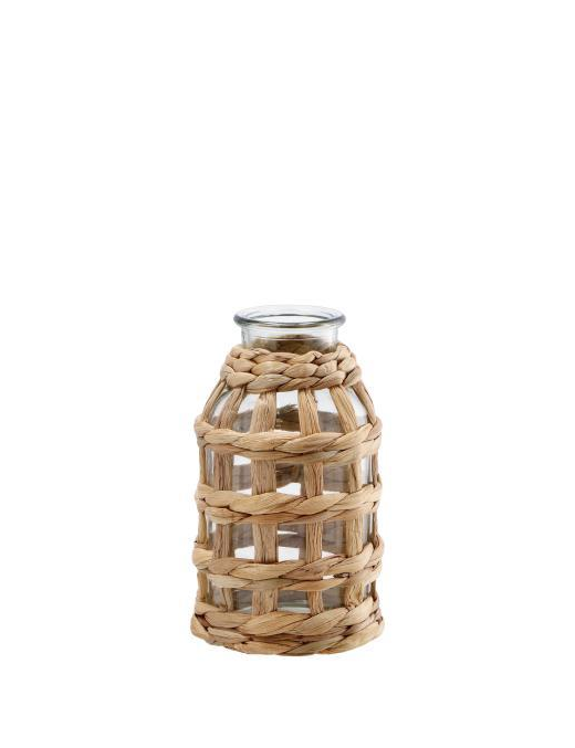 GLASS VASE WITH NATURAL FIBER COATING 11.5x20cm