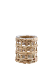 PORTACANDELA RIVESTIMENTO FIBRA NATURALE  13,5x15cm