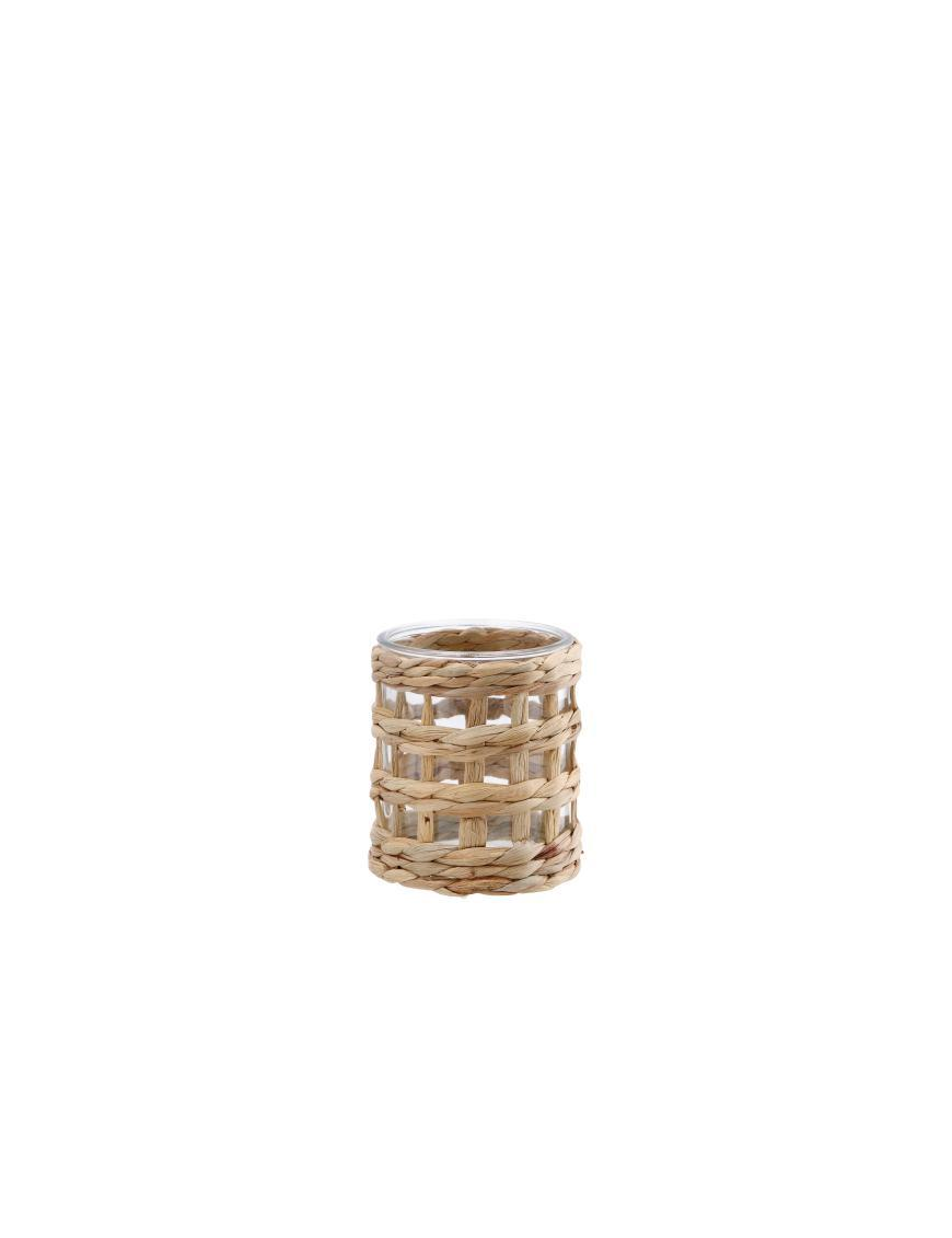 CANDLE HOLDER WITH NATURAL FIBER COVERING 13.5x15cm
