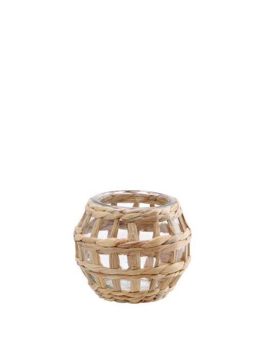 CANDLE HOLDER WITH NATURAL FIBER COVERING 17x13cm