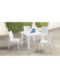 WHITE RATTAN LINE SATURN TABLE 80x80x72 CENTIMETERS
