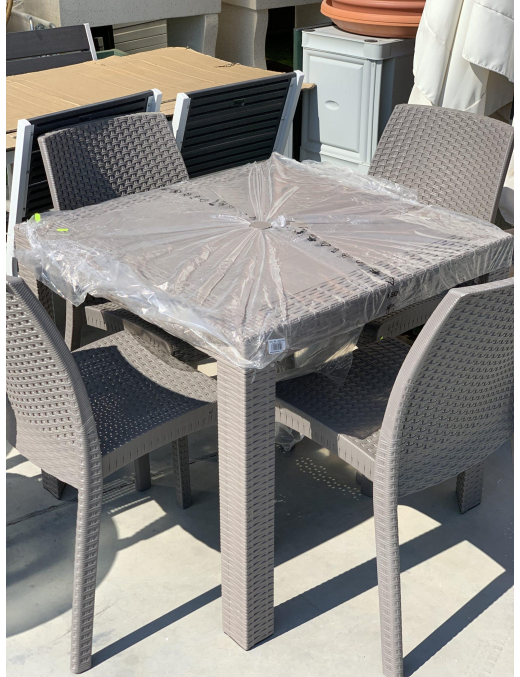 LINEA RATTAN TORTORA TAVOLO SATURNO 80x80x72 CENTIMETRI