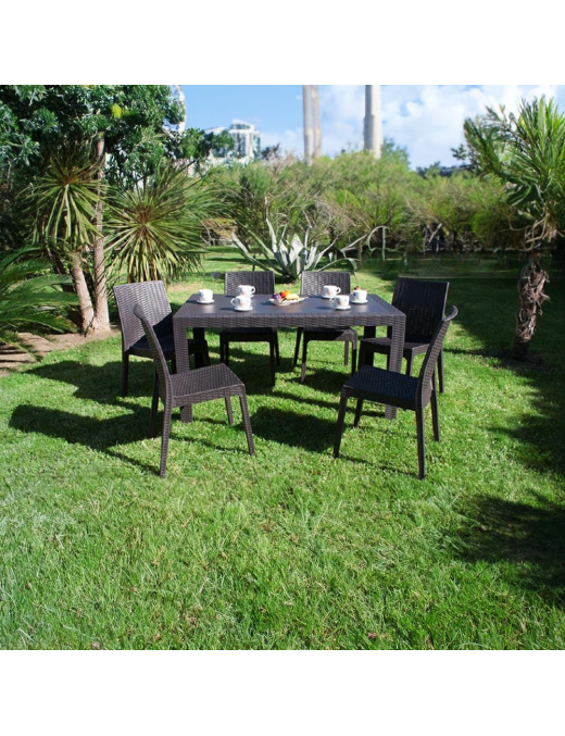 LINEA RATTAN MARRONE TAVOLO URANO 140x80 CENTIMETRI