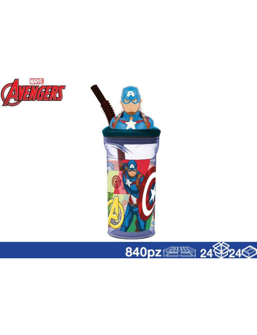AVENGERS BICCHIERE 3D CON CANNUCCIA 360ml CAPITAN AMERICA