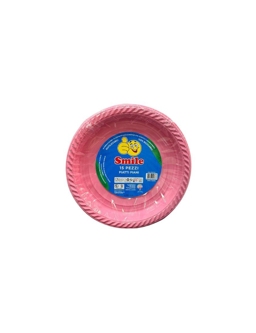 PIATTO PIANO SMILE COLORE ROSA 15pz