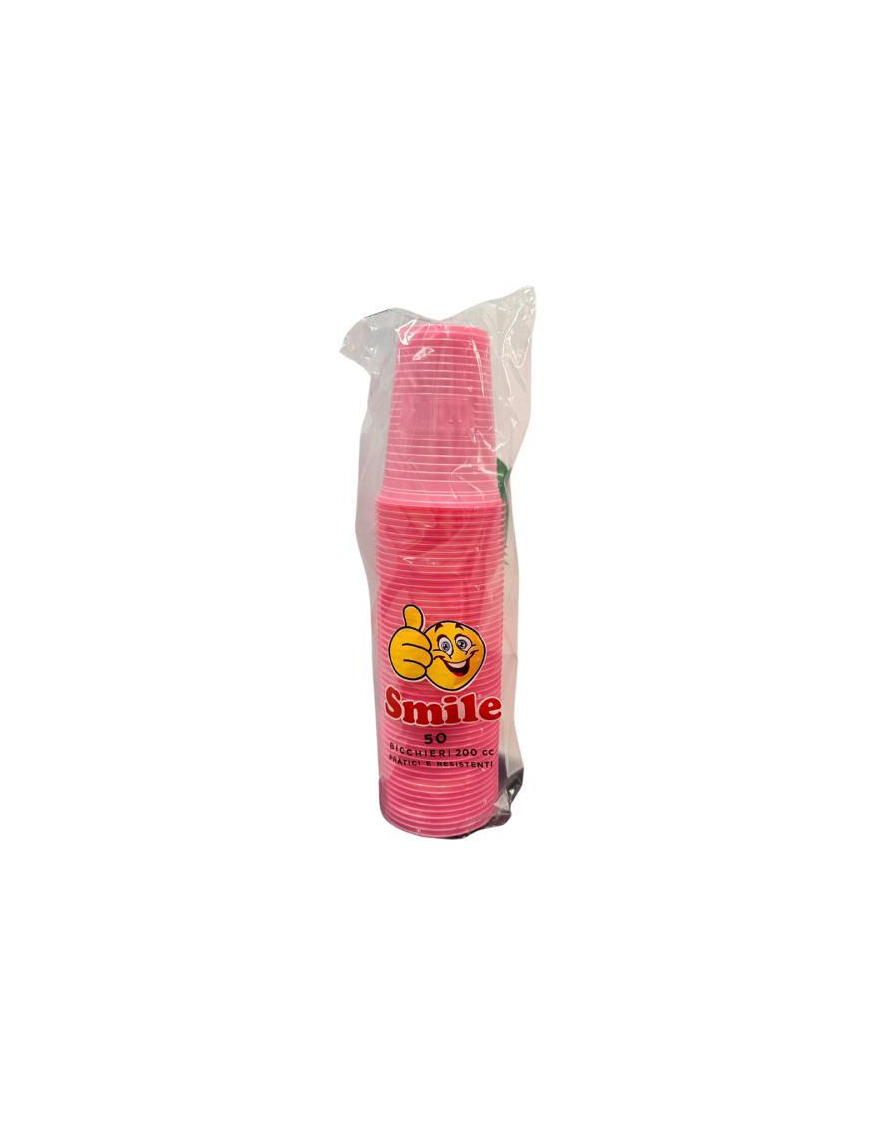BICCHIERI SMILE COLORE ROSA 200cc 50pz