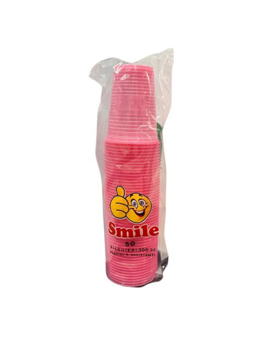 BICCHIERI SMILE COLORE ROSA 200cc 50pz