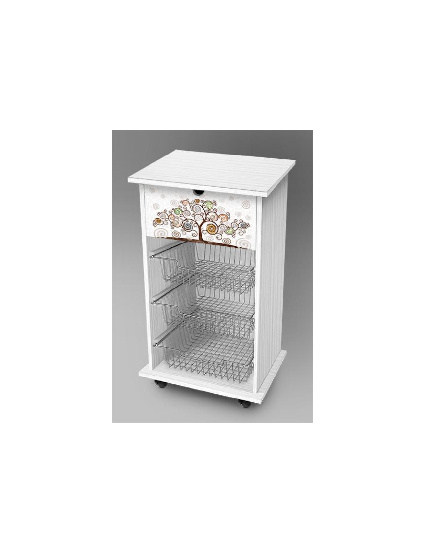 TREE WHITE FRUIT BOX TROLLEY 40x45x85 CENTIMETERS