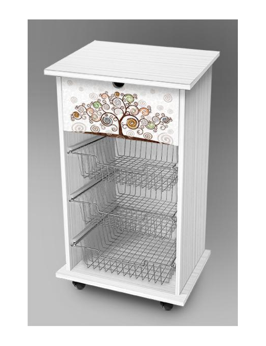 TREE WHITE FRUIT BOX TROLLEY 40x45x85 CENTIMETERS