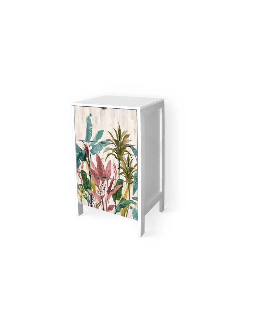 MOBILE ITALY WHITE 3 DRAWERS BANANA LEAVES
