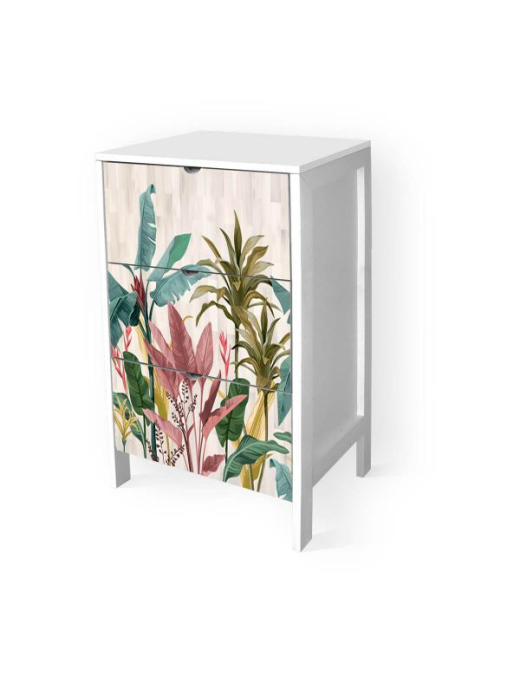 MOBILE ITALY WHITE 3 DRAWERS BANANA LEAVES