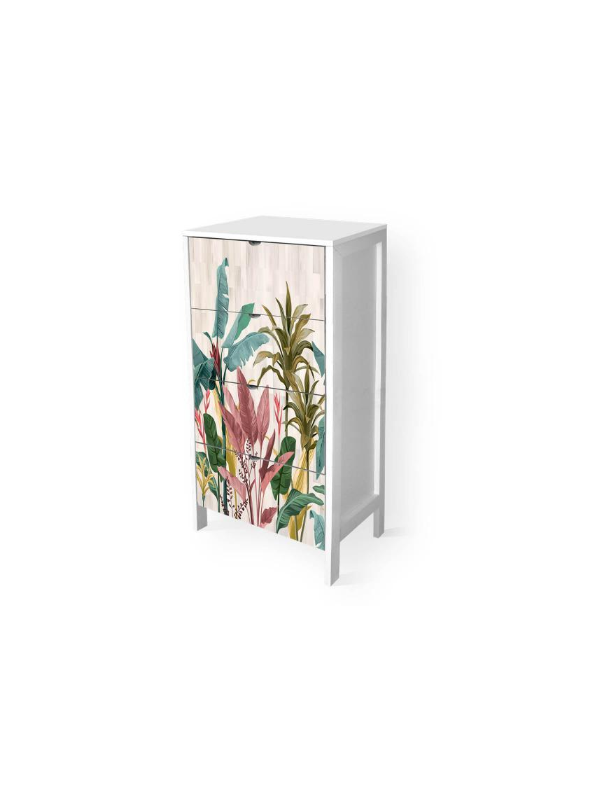 MOBILE ITALY WHITE 4 DRAWERS BANANA LEAVES