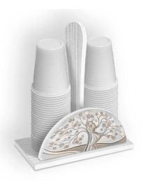 NEW WHITE GLASS HOLDER - TREE EMBRACE MIX 19x11x20hcm