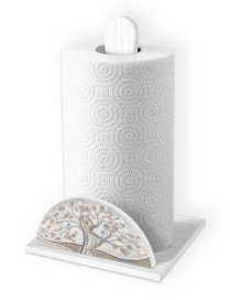 NEW WHITE ROLL HOLDER - TREE EMBRACE MIX 19x19x29hcm