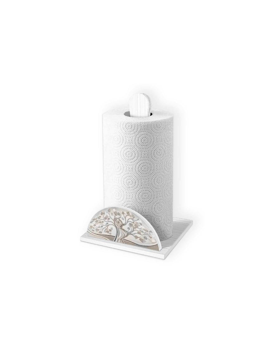 NEW WHITE ROLL HOLDER - TREE EMBRACE MIX 19x19x29hcm