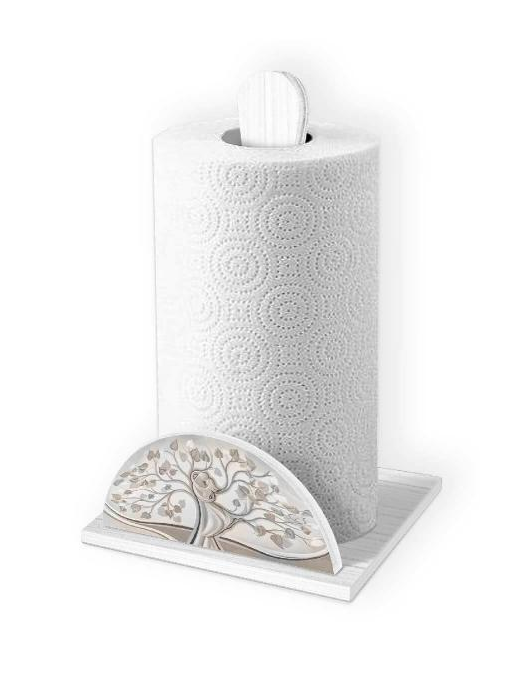 NEW WHITE ROLL HOLDER - TREE EMBRACE MIX 19x19x29hcm