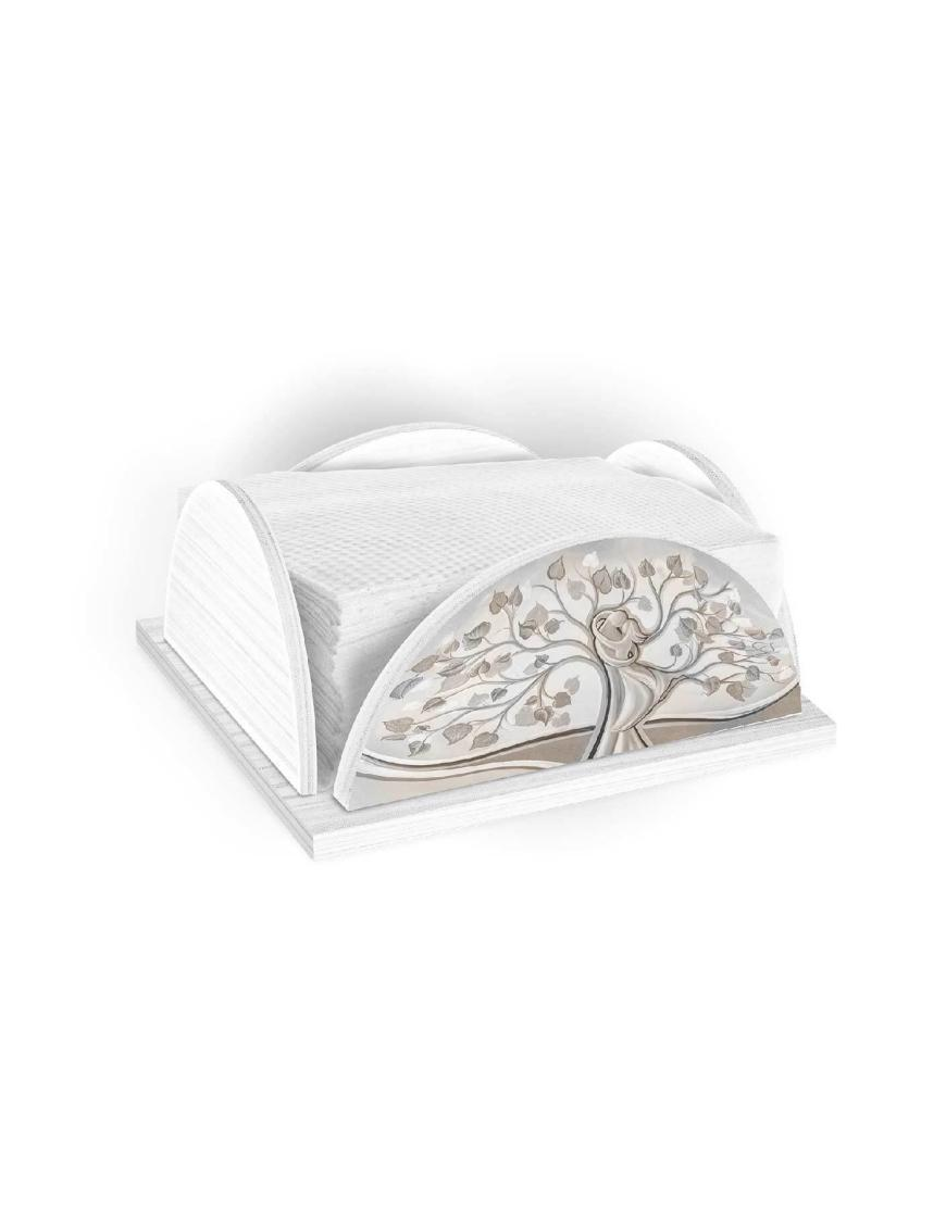 NEW WHITE NAPKIN HOLDER - TREE EMBRACE MIX 19x19x9hcm