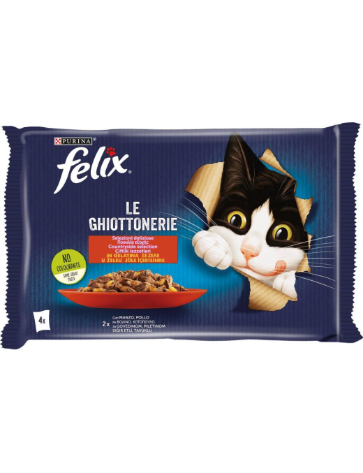 FELIX LE GIGOTTONERIE 4x85gr DELICIOUS SELECTION BEEF/CHICKEN