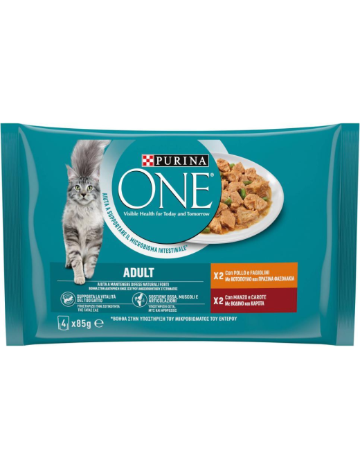 PURINA ONE BIFENSIS 4x85gr POLLO E MANZO