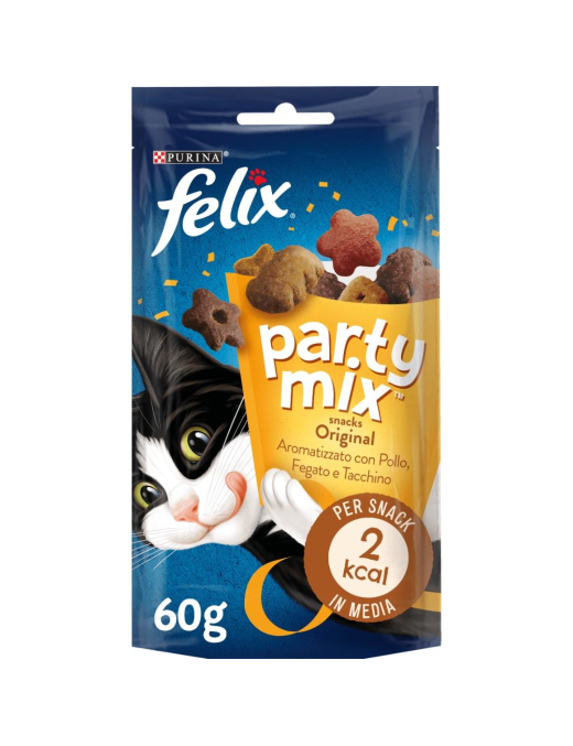 FELIX PARTY MIX 60gr ORIGINAL FLAVORED CHICKEN, LIVER AND TURKEY MIX