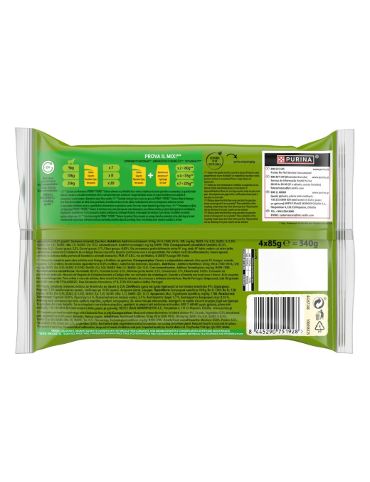FRISKIES ENVELOPES 4x85g CHICKEN AND PEAS