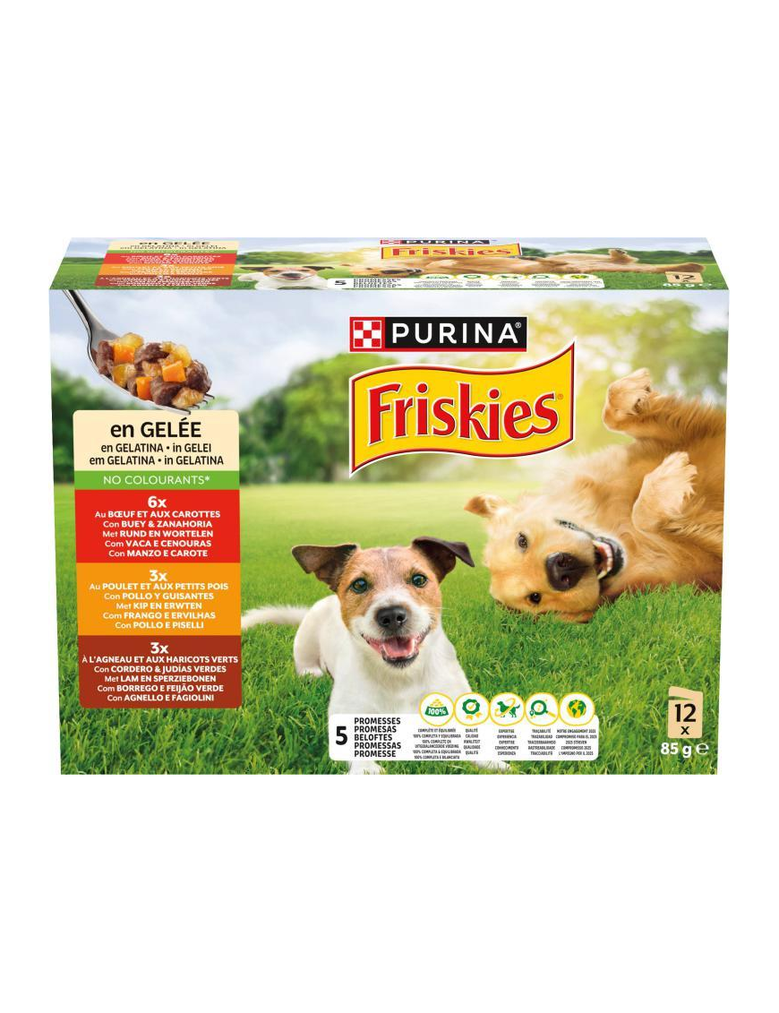 FRISKIES BUSTE 12x85gr MANZO,POLLO, IN GELATINA