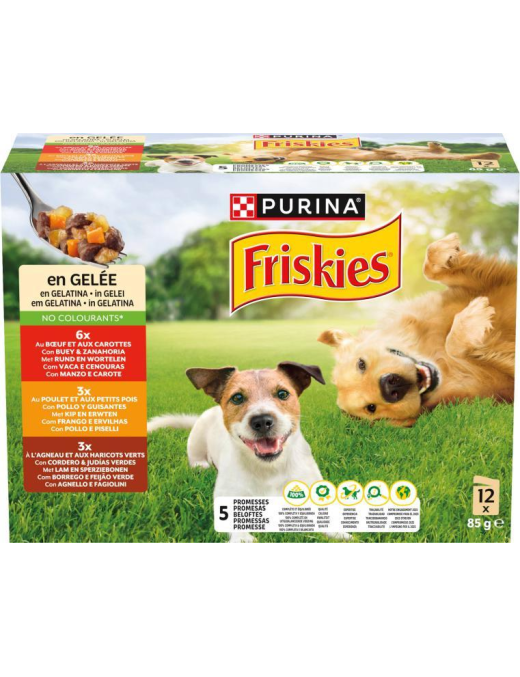 FRISKIES BUSTE 12x85gr MANZO,POLLO, IN GELATINA
