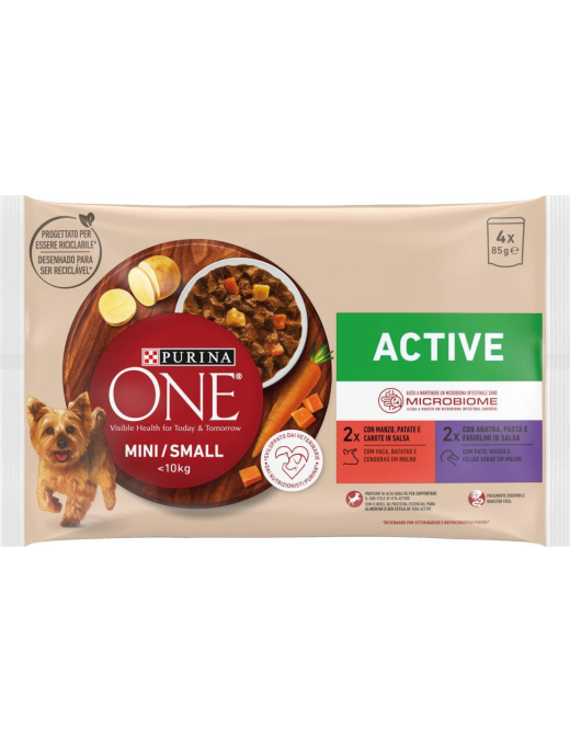 PURINA ONE UMIDO 4x85gr ACTIVE MANZO