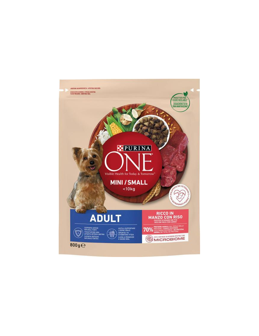 PURINA ONE MINI 800gr ADULT MANZO E RISO