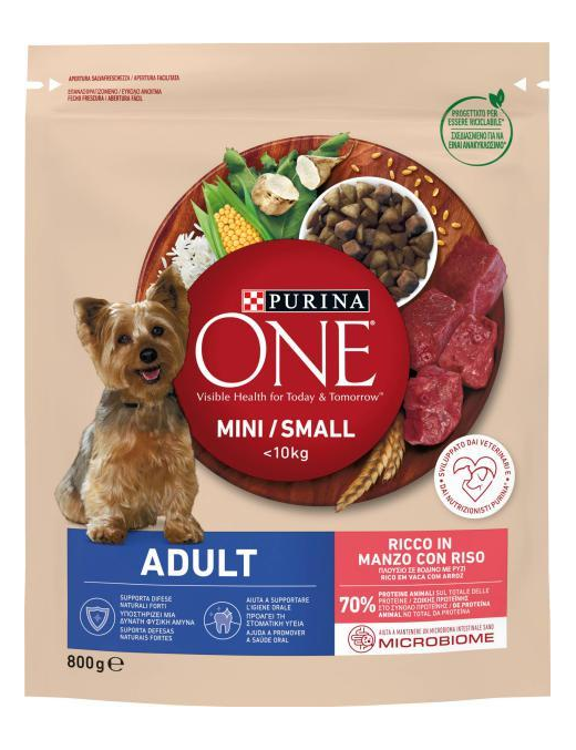 PURINA ONE MINI 800gr ADULT MANZO E RISO