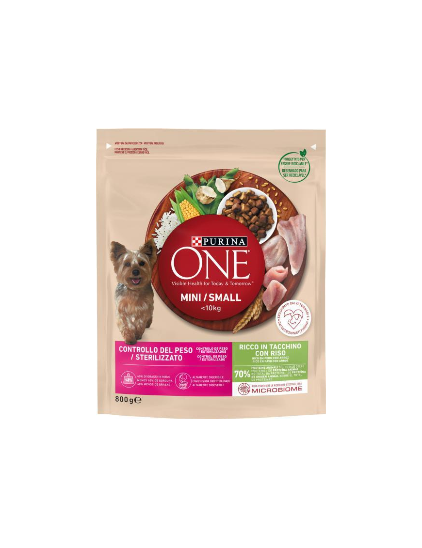 PURINA ONE MINI 800gr CONTROLLO DEL PESO, TACCHINO