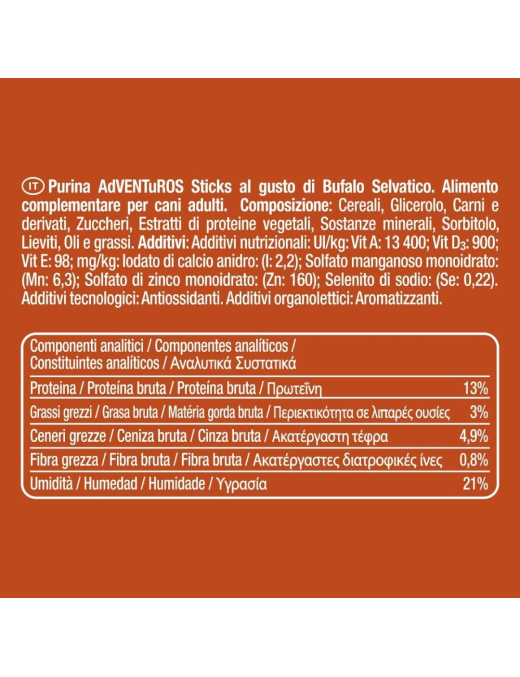 ADVENTUROS 120gr STICKS BUFALO SELVATICO