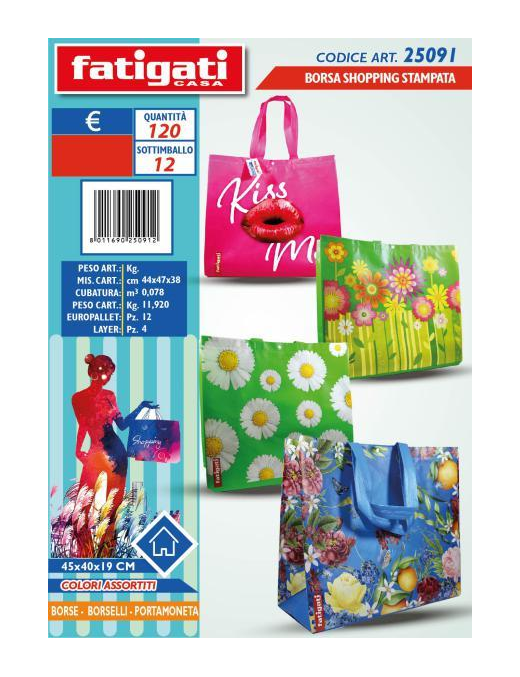 BORSA SHOPPING STAMPATA 45x40x19 CENTIMETRI