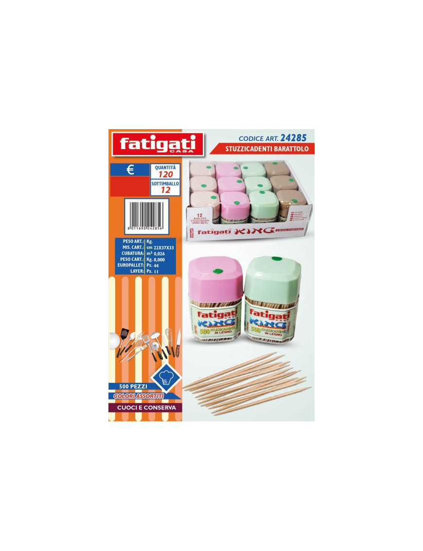 STUZZICADENTI BARATTOLO 500 PEZZI