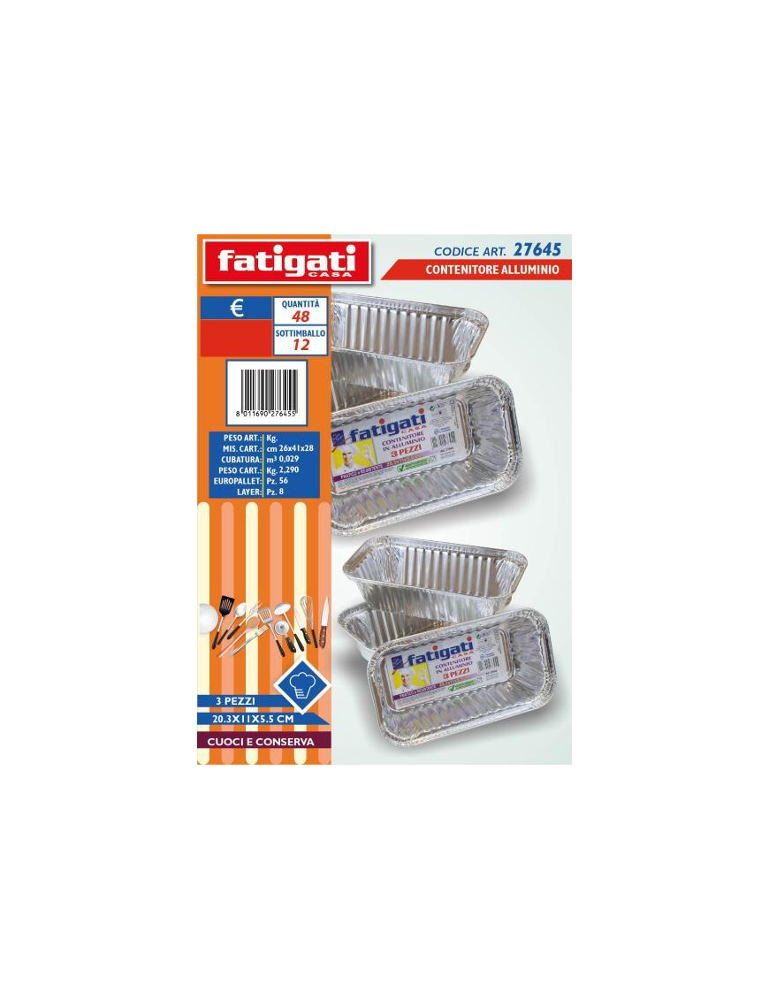 ALUMINUM TRAYS 20.3x11 CENTIMETERS 3 PIECES