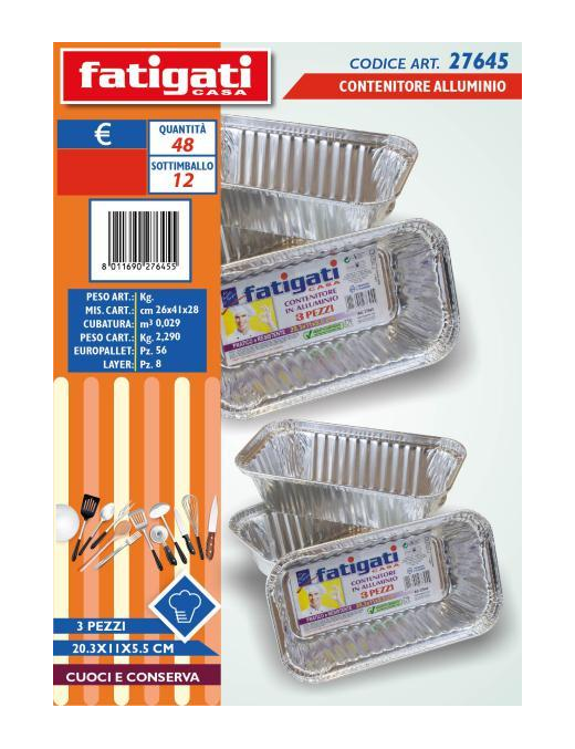 ALUMINUM TRAYS 20.3x11 CENTIMETERS 3 PIECES