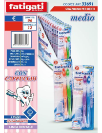 SPAZZOLINO PER DENTI CON CAPPUCCIO 2 PEZZI