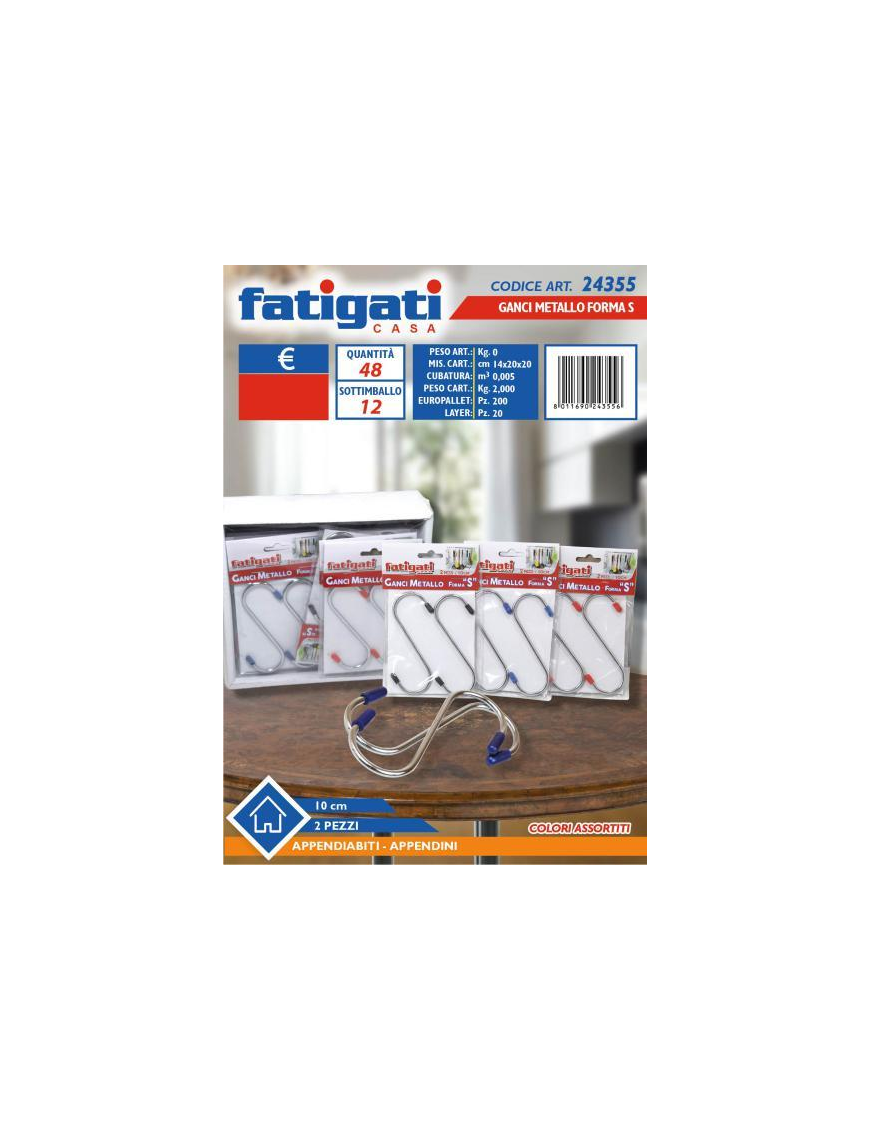 S-SHAPED KITCHEN HANGERS 10 CENTIMETERS 2 PIECES
