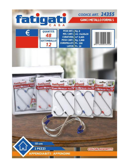 S-SHAPED KITCHEN HANGERS 10 CENTIMETERS 2 PIECES